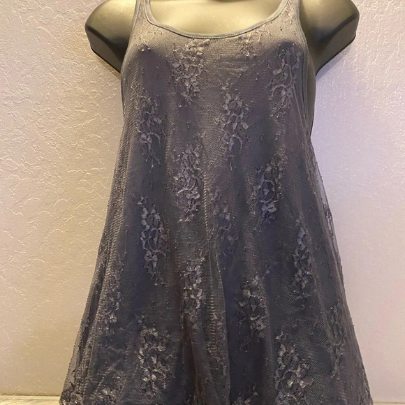 Active Basic Women's Gray Lace Racerback Tank Top Small Flowy Boho Chic - Picture 13 of 15